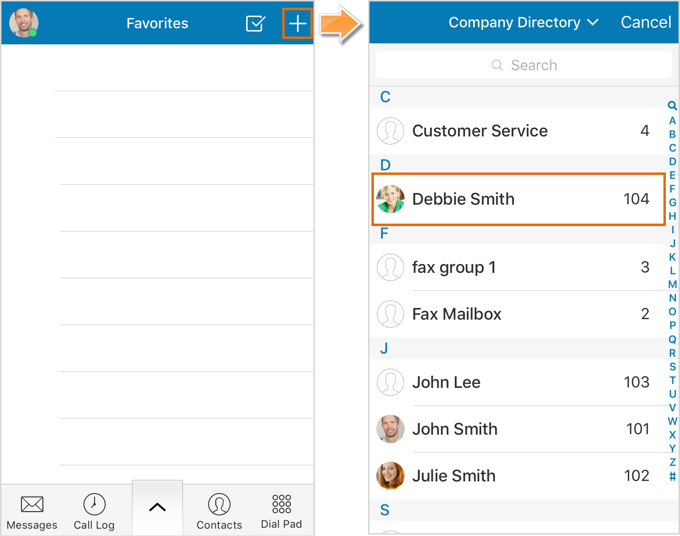 In this example, add Debbie Smith as a contact.