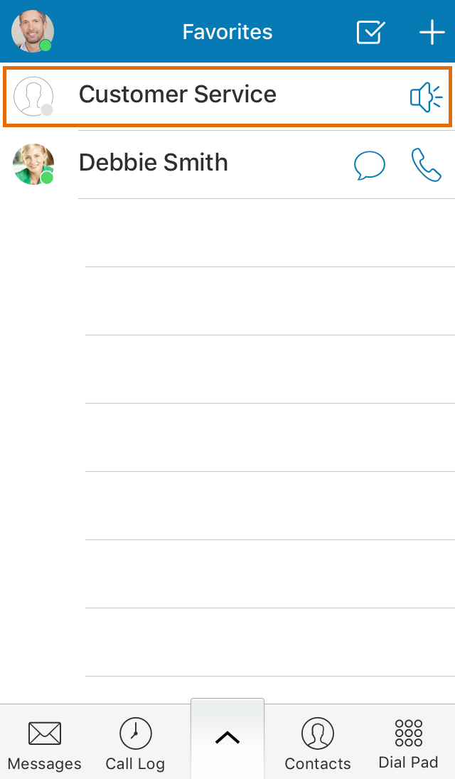Tap the Add button. Favorites screen displays.