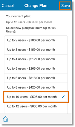 Select the plan you would like to switch to, then tap Save.
