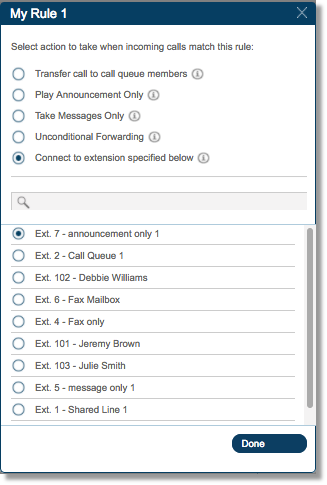 Connect to extension specified below.