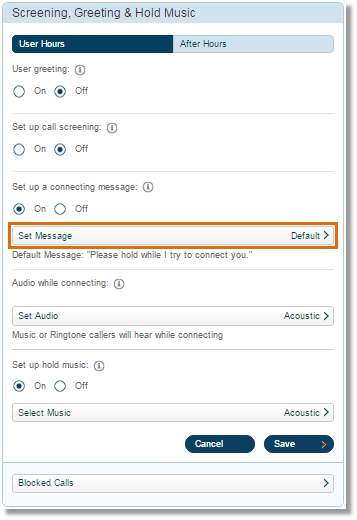 Click Set Message.