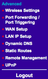 Advanced options list