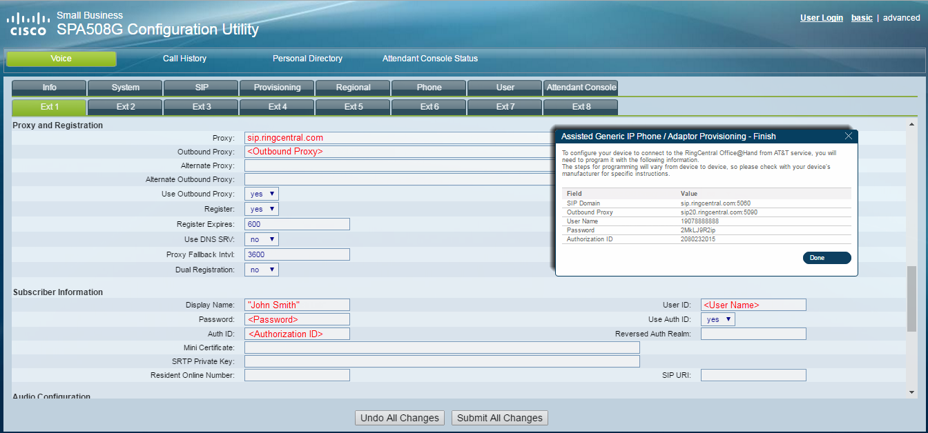 Configure settings under Proxy and Registration