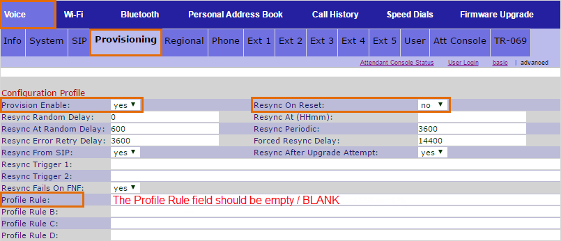 Go to Voice, click Provisioning, Set up under Configuration Profile