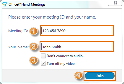 Enter your meeting ID and your name and click Join.