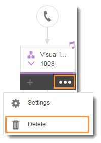 Linked items can be removed directly from the Visual IVR Editor. This can be done by clicking the item's Trash icon