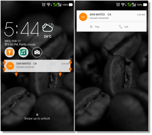 retrieving a voicemail image sccreen