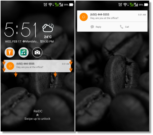 retrieving a text message screen image