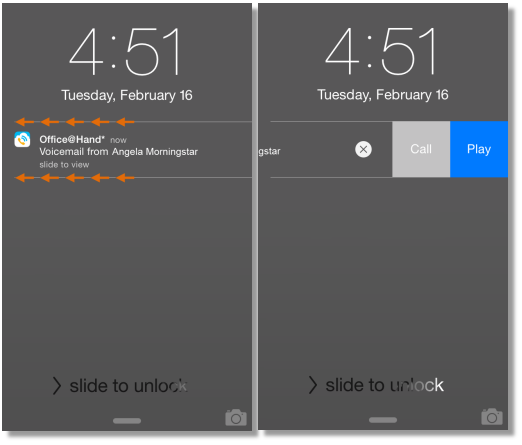 retrieiving voicemail screen