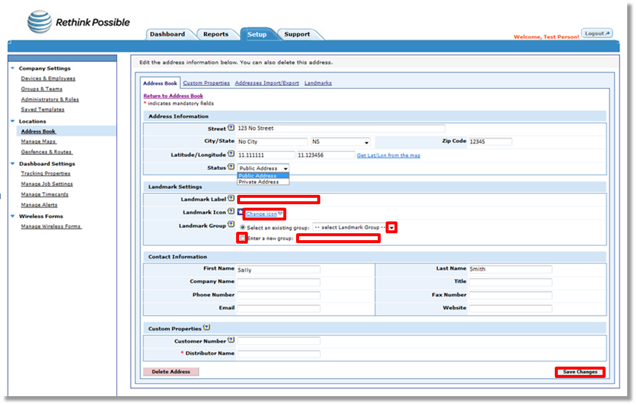 customer address book