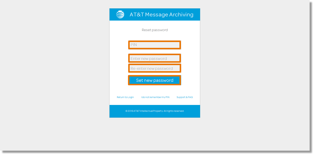 Resetting a forgotten password in the AT&T Message Archiving portal -  verizon media websites - ad and content measurement.