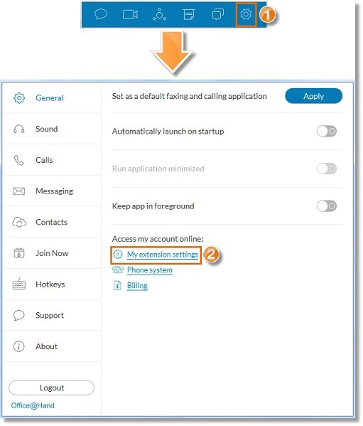 Click on the Gear icon and then, click My extension settings under Access my account online.