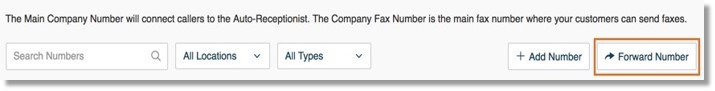 Under the Company tab, click the Forward Number button.