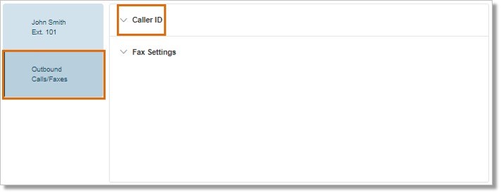 Click Outbound Calls / Faxes and select Caller ID.