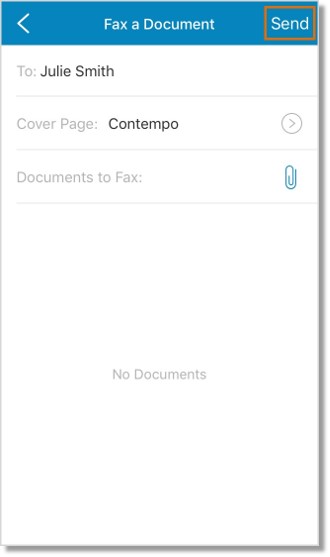 Set the cover page and/or attach the documents to your fax message. Tap Send.