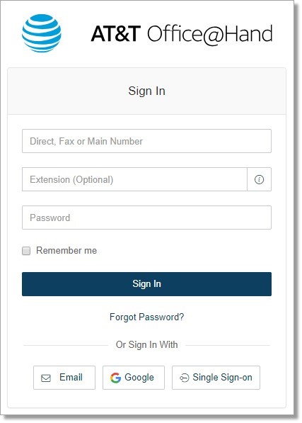 In the Member Login form, enter your Office@Hand account credentials.