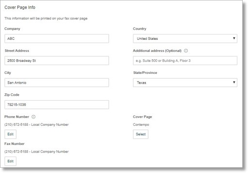  You can customize the information that will be printed on your fax cover page.