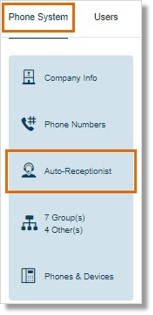 Go to Phone System > Auto-Receptionist.