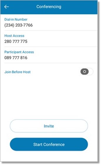 Start Conference - Tap to initiate or start a conference call.