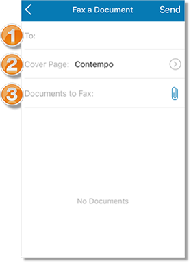 Options of the "Fax a Document" screen.