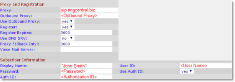 Scroll down and look for Proxy and Registration, and then configure the settings below, using the SIP information from your Office@Hand account. 