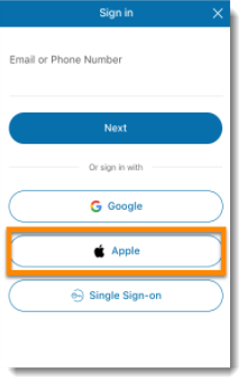 Tap the Apple login button option.