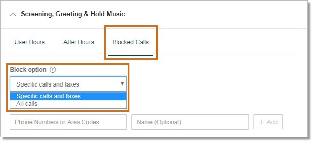 Under Blocked Calls, select your Block option.