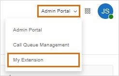 From the Admin Portal page, click Admin Portal > My Extension.