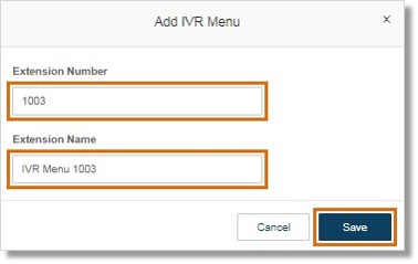 Specify the Extension Number and the Extension Name. Click Save.