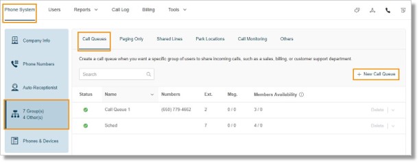 Click the New Call Queue button.
