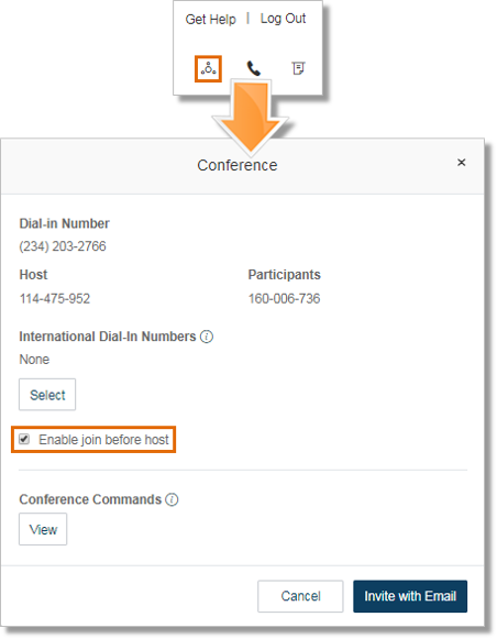 Hosts can enable this on the online account by clicking on the Conference button below the Get Help link and clicking the Enable join before host checkbox on the Conference pop-up window.