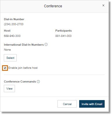 Hosts can enable this on the online account by clicking on the Conference button below the Get Help link and clicking the Enable join before host checkbox on the Conference pop-up window.