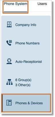 Go to Phone System > Phones and Devices.