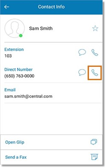 The Contact Info will open. Tap the Call button.
