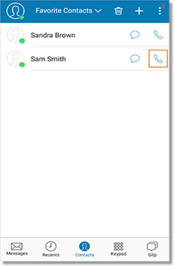 Tap the Call button next to your Favorite contact.
