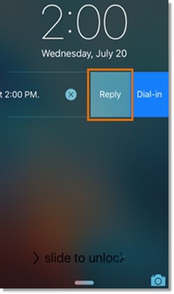 Tap Reply to quickly send a message to the meeting's host or participant/s to notify when you will arrive.