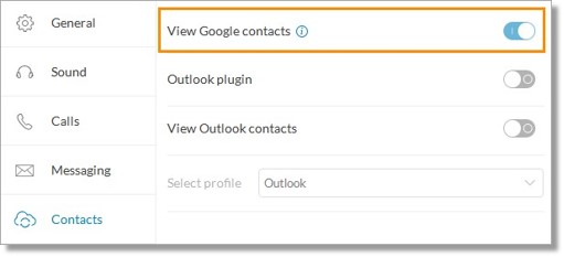 Toggle the switch ON for View Google contacts.