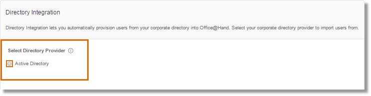 Select Active Directory as your Directory Provider by clicking the radio button next to it.