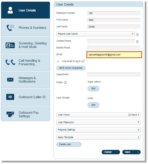 Administrators can do this by going to the Admin Portal > Users >select a User > and under User Details, enter the Google email in the email field and then, click Save. Leave the Use email to log in radio button disabled.