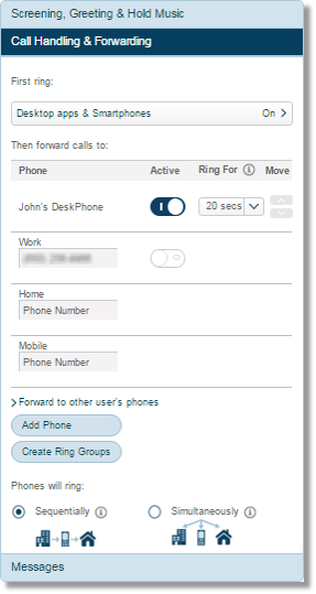 Click Call Handling & Forwarding, and configure to your preferred settings.