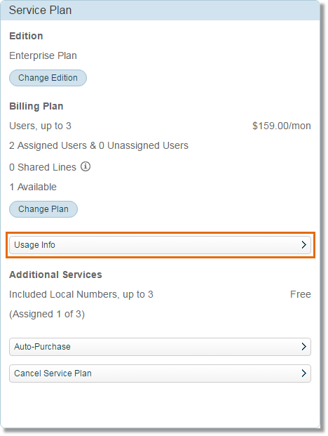 Click Usage Info.