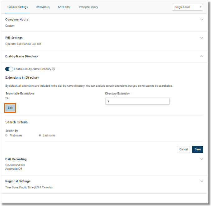 Select the extensions you want to include in the Dial-by-Name directory