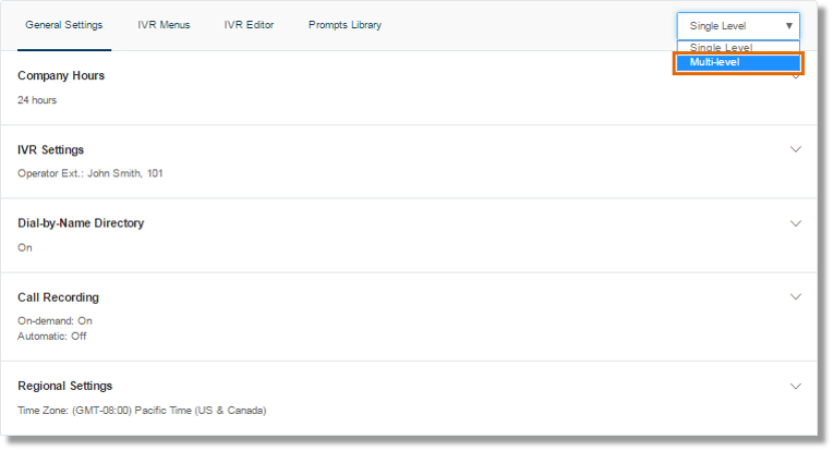 Click the Single level drop-down, then select Multi-level.