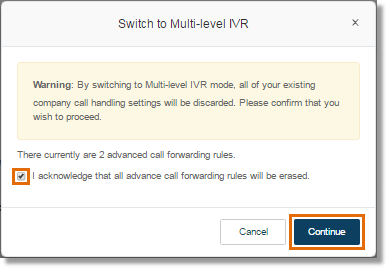 Check the box to acknowledge, then click Continue.