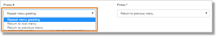 The action selected in this section becomes the behavior when callers press # (hash/pound)