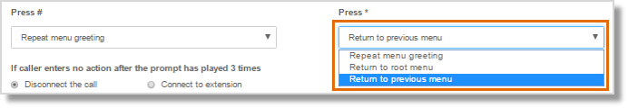 The action selected in this section becomes the behavior when callers press * (star/asterisk):