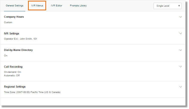 Click the IVR menus tab.