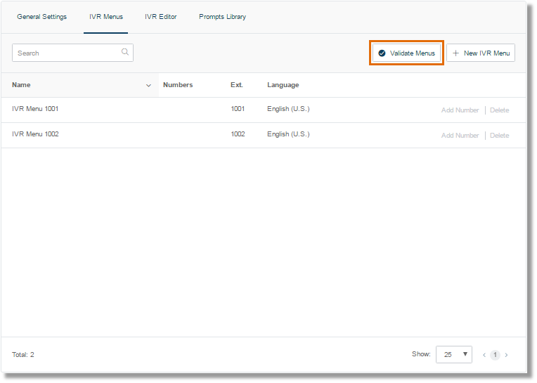 Click Validate Menus.