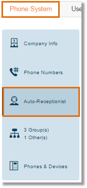 Click on Phone System > Auto-Receptionist.