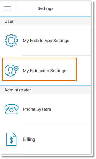 Tap My Extension Settings.